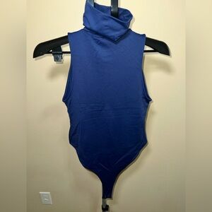Zara Navy Blue Sleeveless Turtleneck Bodysuit